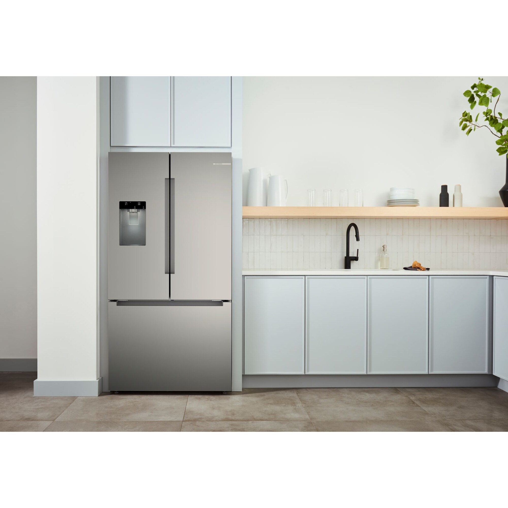 Bosch 100 Series 36 in. 26 cu. ft. Smart French Door Refrigerator with Ice & Water Dispenser - Stainless Steel, , hires