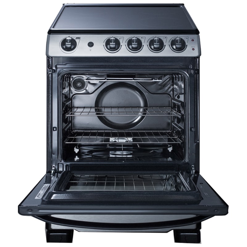 Summit White Pearl Series 24 in. 2.9 cu. ft. Slide-In Electric Range with Smoothtop Burners - Stainless Steel, , hires