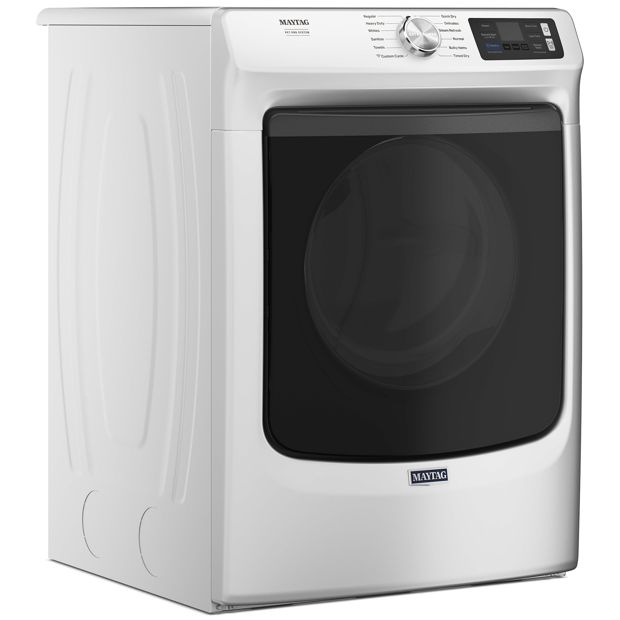 Maytag Pet Pro 27 in. 7.4 cu. ft. Smart Stackable Electric Dryer with Sensor Dry, Sanitize & Steam Cycle - White, White, hires