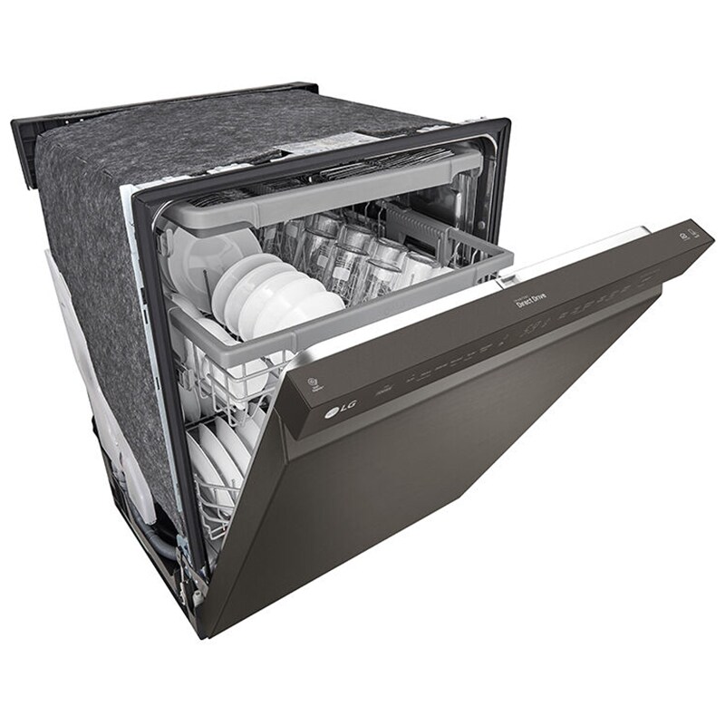 LG 24 in. Front Control Dishwasher with 48 dBa Sound Level, 3rd-Rack, Dynamic Dry & Pocket - Black Stainless, Black Stainless, hires