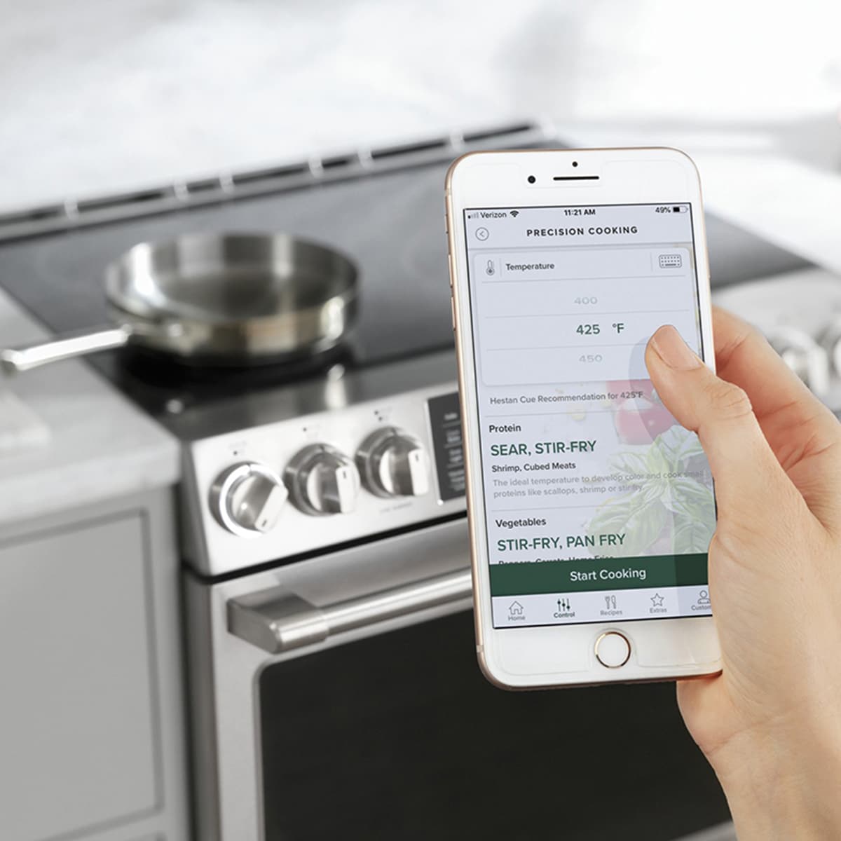 Cafe 30 in. 5.7 cu. ft. Smart Air Fry True European Convection Slide-In Electric Range with 5 Induction Burners - Stainless Steel, Stainless Steel, hires