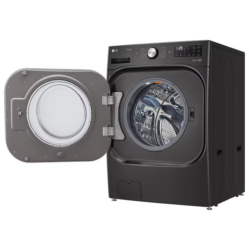 LG 29 in. 5.2 cu. ft. Smart Stackable Front Load Washer with Steam Wash Cycle - Black Steel, , hires
