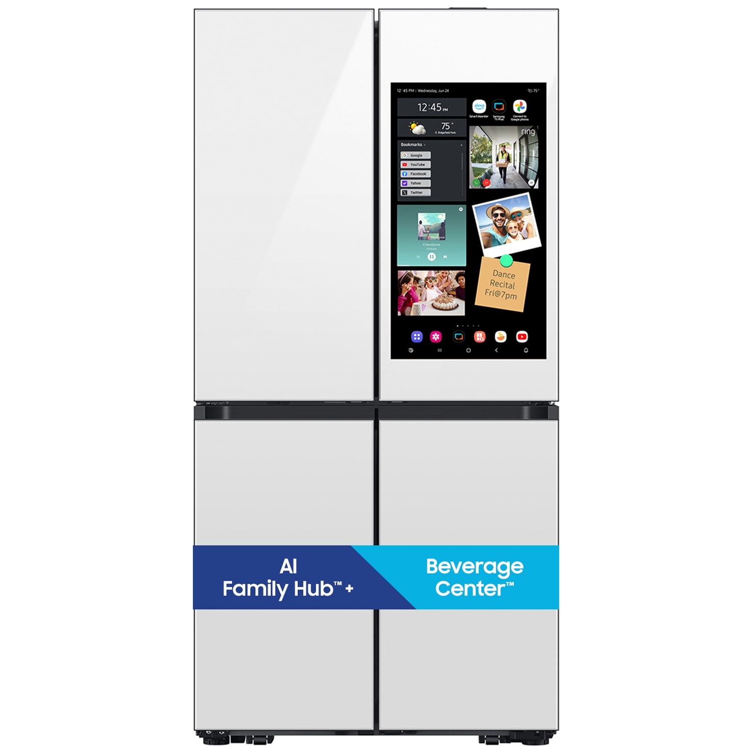 Samsung Bespoke 36 in. 22.5 cu. ft. Smart Counter Depth 4-Door French Door Refrigerator with Internal Water Dispenser - White Glass, White Glass, hires