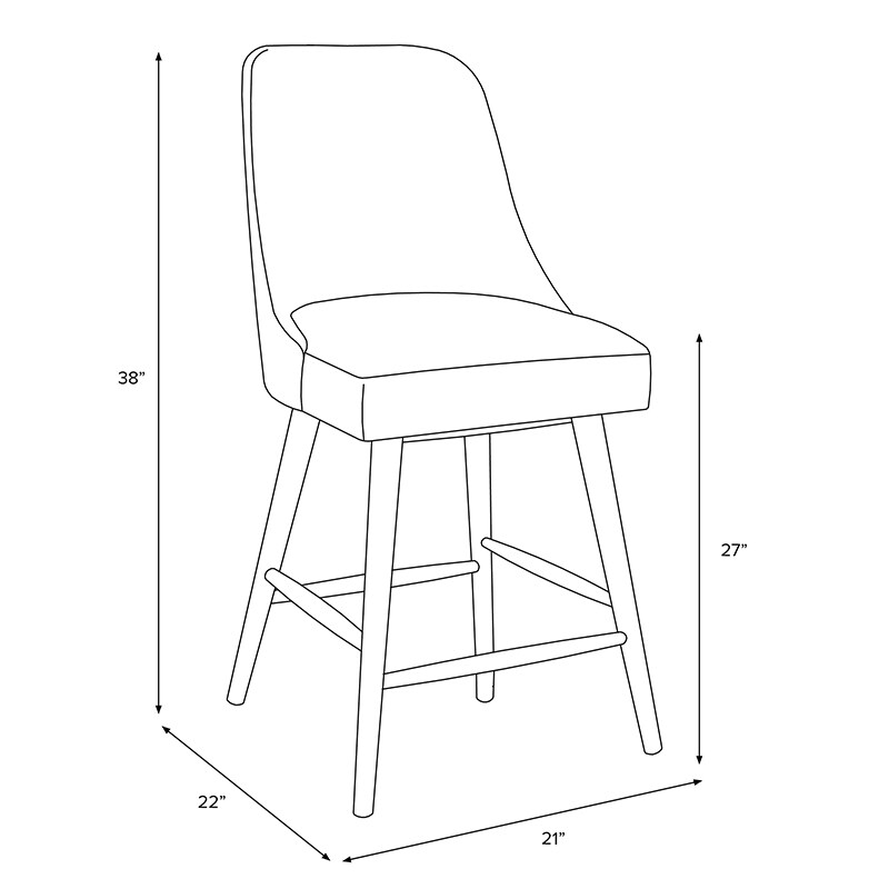 Skyline Furniture Modern Mid Century Counter Stool in Linen Fabric - Navy, Navy, hires