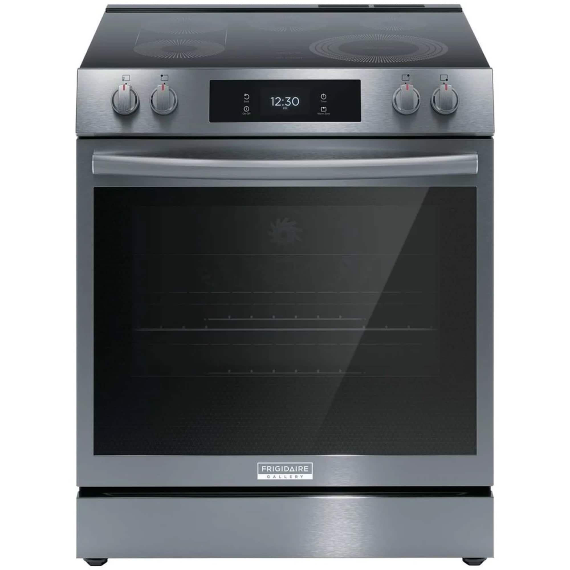 Frigidaire Gallery 30 in. 6.2 cu. ft. Air Fry True European Convection Steam Electric Range with Smoothtop Burners - Black Stainless, , hires