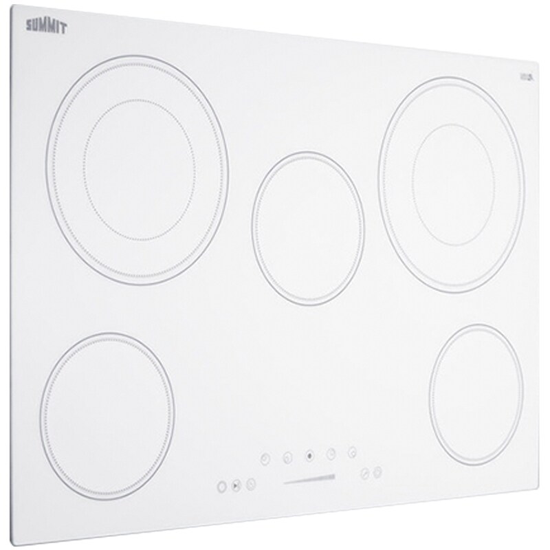 Summit 30 in. 5-Burner Electric Cooktop with Power Burner - White, , hires