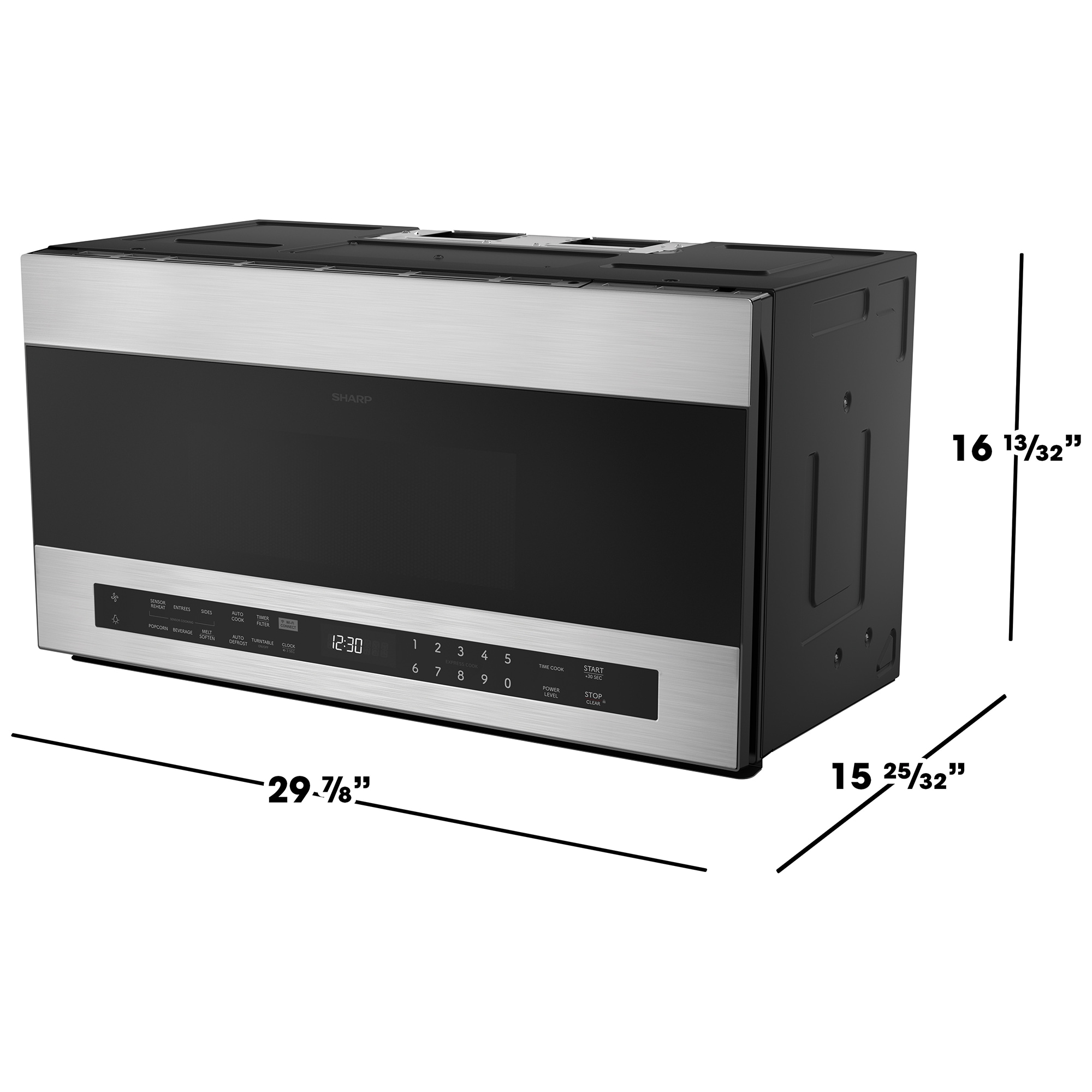 Sharp 30 in. 1.9 cu. ft. 1100W Smart Over-the-Range Microwave with 400 CFM & Sensor Cooking - Stainless Steel, , hires