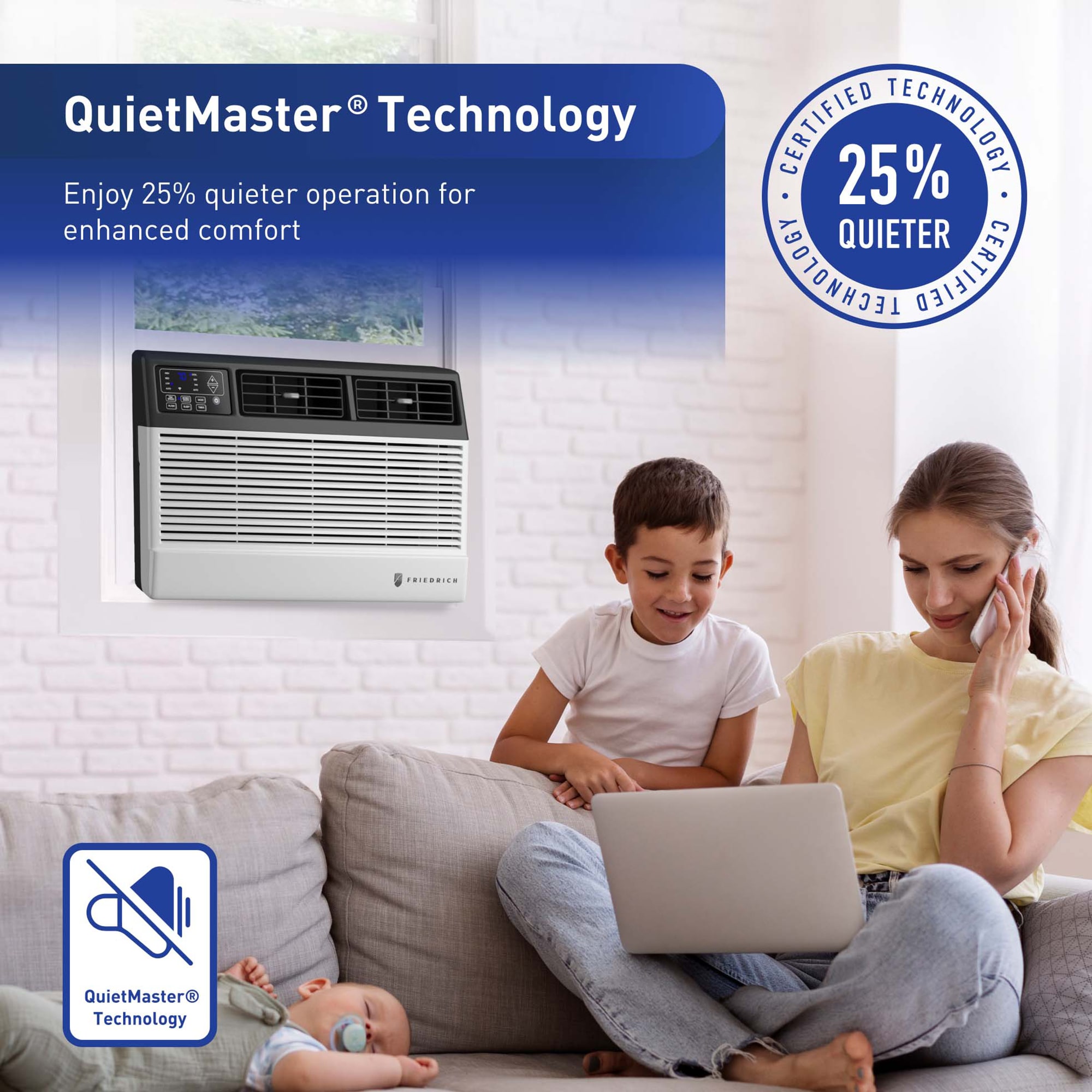 Friedrich Chill Premier Series 10,000 BTU 115V Smart Window Air Conditioner with 3 Fan Speeds, Remote Control - White, , hires
