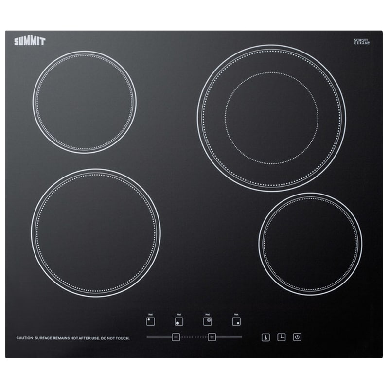 Summit 24 in. 4Burner Electric Cooktop with Touch Controls Black P