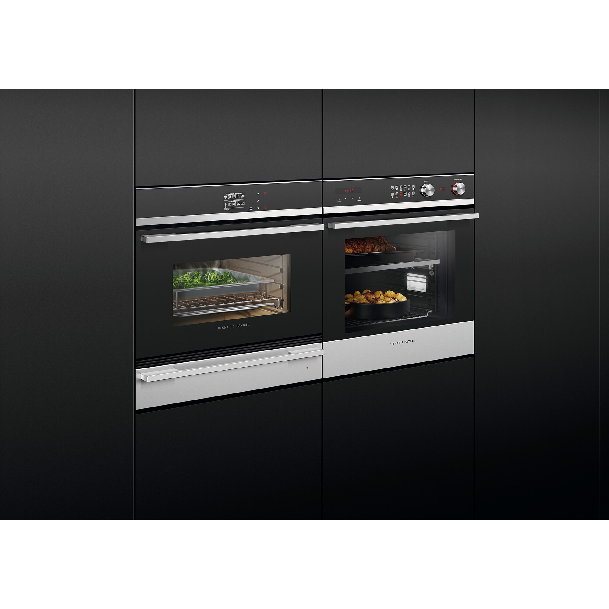 Fisher & Paykel Series 9 24 in. 1.3 cu. ft. Steam Electric Single Wall Oven with True European Convection - Stainless Steel, , hires