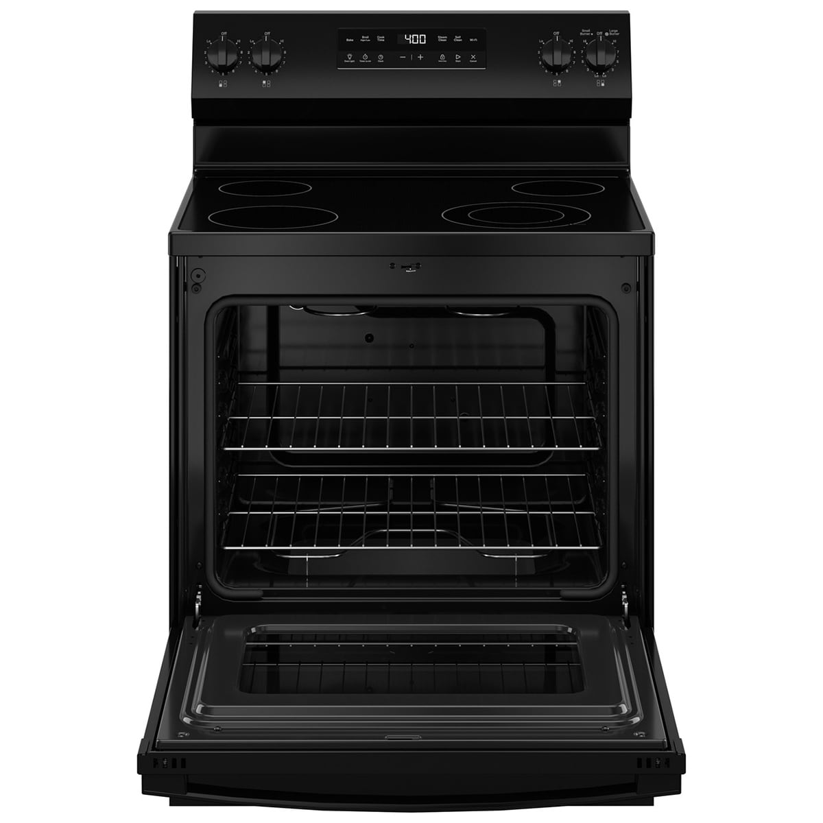 GE 400 Series 30 in. 5.3 cu. ft. Smart Electric Range with Radiant Burners - Black, Black, hires