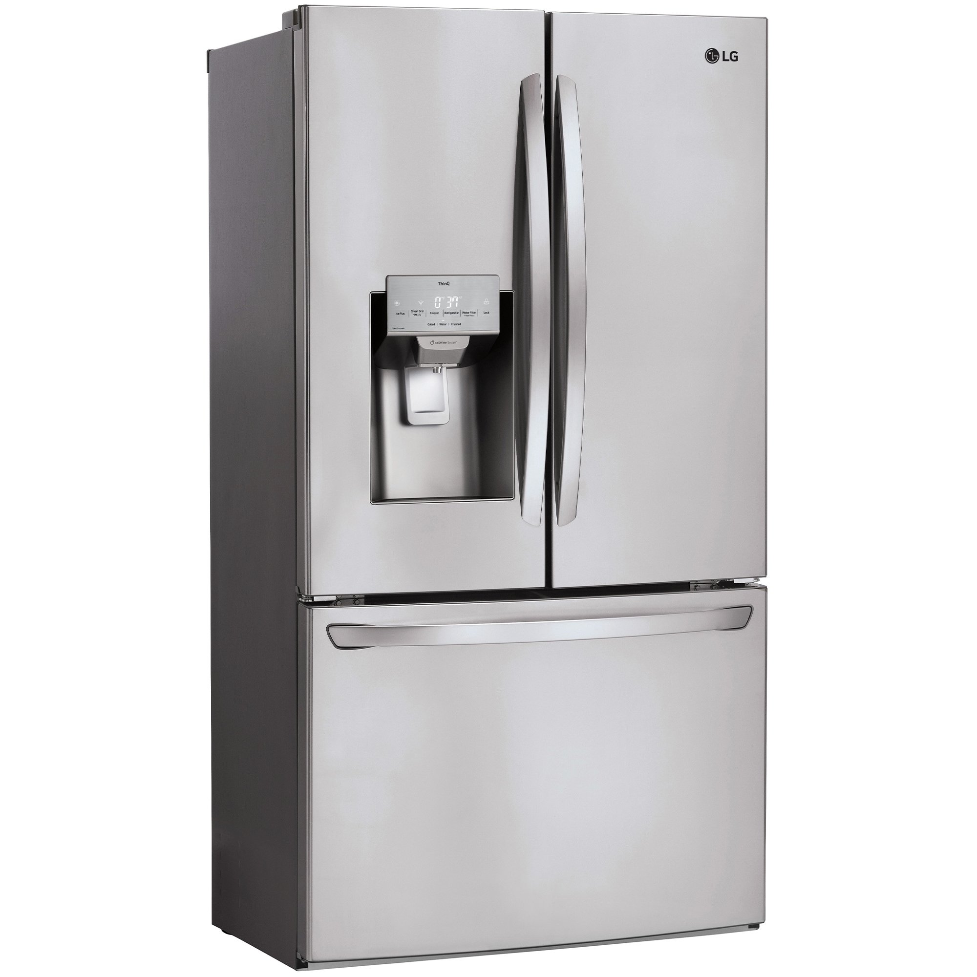 LG 36 in. 27.7 cu. ft. Smart French Door Refrigerator with Ice & Water Dispenser - PrintProof Stainless Steel, PrintProof Stainless Steel, hires