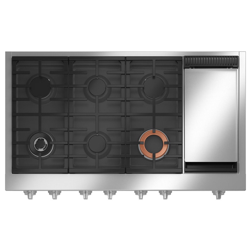 Cafe 48 in. 6-Burner Natural Gas Rangetop with Griddle, Simmer Burner & Power Burner - Matte Black, Matte Black, hires