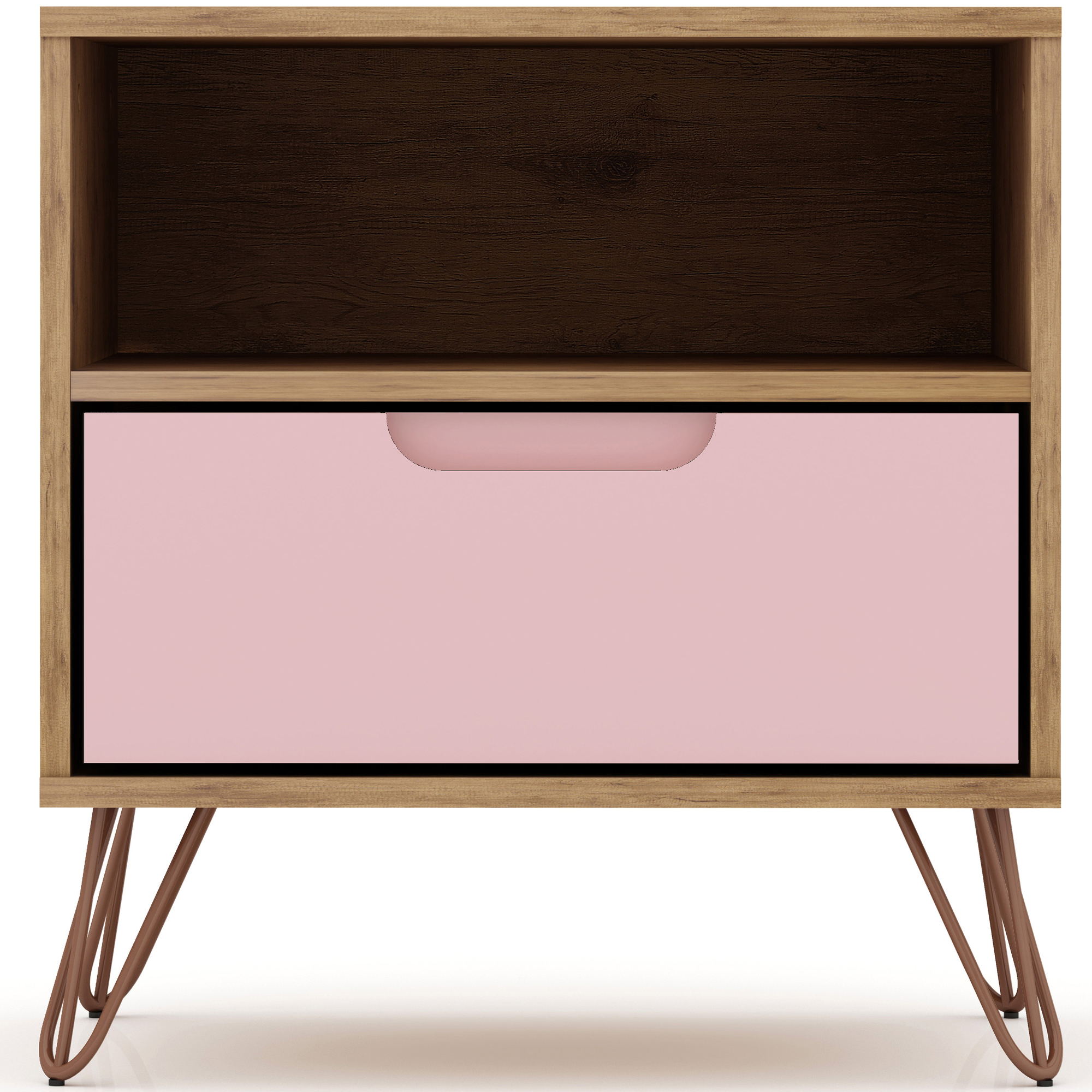 Manhattan Comfort Rockefeller MidCentury Modern 1Drawer Nightstand