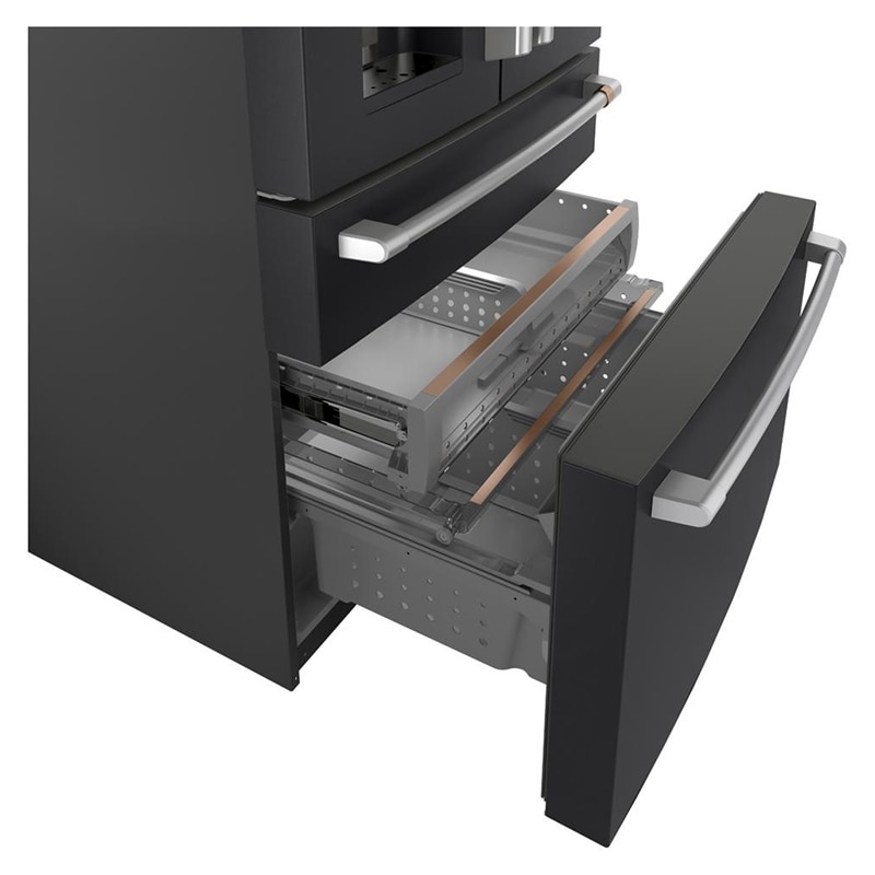 Cafe 36 in. 27.8 cu. ft. Smart 4-Door French Door Refrigerator with Ice & Water Dispenser - Matte Black, Matte Black, hires