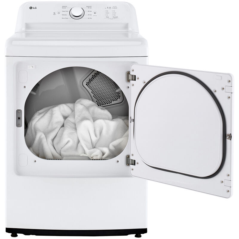 LG 27 in. 7.3 cu. ft. Electric Dryer with FlowSense Duct Clogging Indicator, LoDecibel Quiet Operation & Sensor Dry - White, White, hires