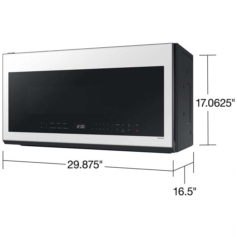 Samsung Bespoke 30 in. 2.1 cu. ft. 1000W Smart Over-the-Range Microwave with 400 CFM & Sensor Cooking - White Glass, White Glass, hires