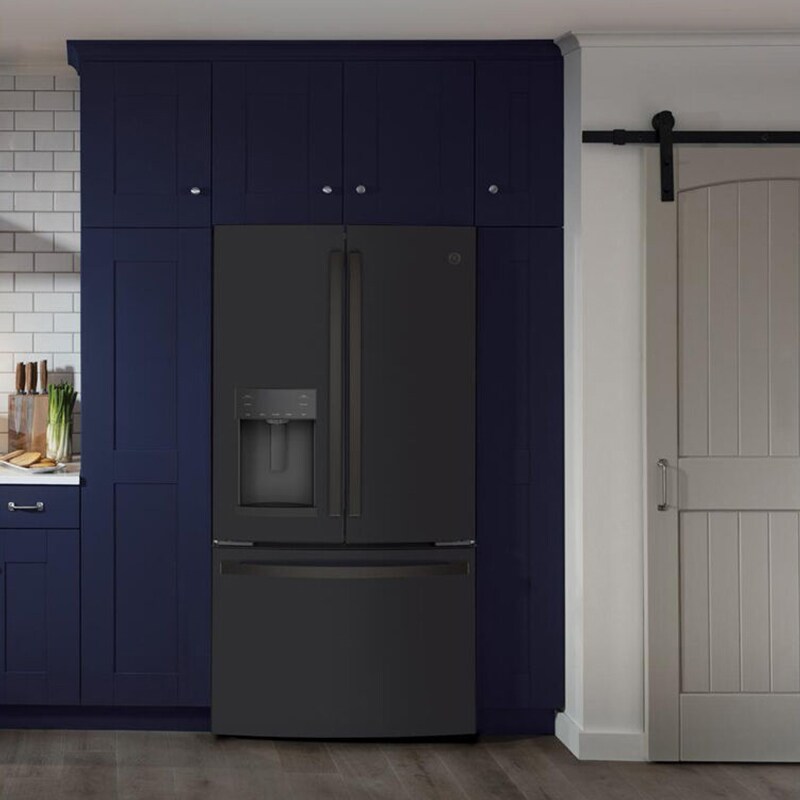GE 36 in. 22.1 cu. ft. Counter Depth French Door Refrigerator with Ice & Water Dispenser - Fingerprint Resistant Black Slate, Black Slate, hires