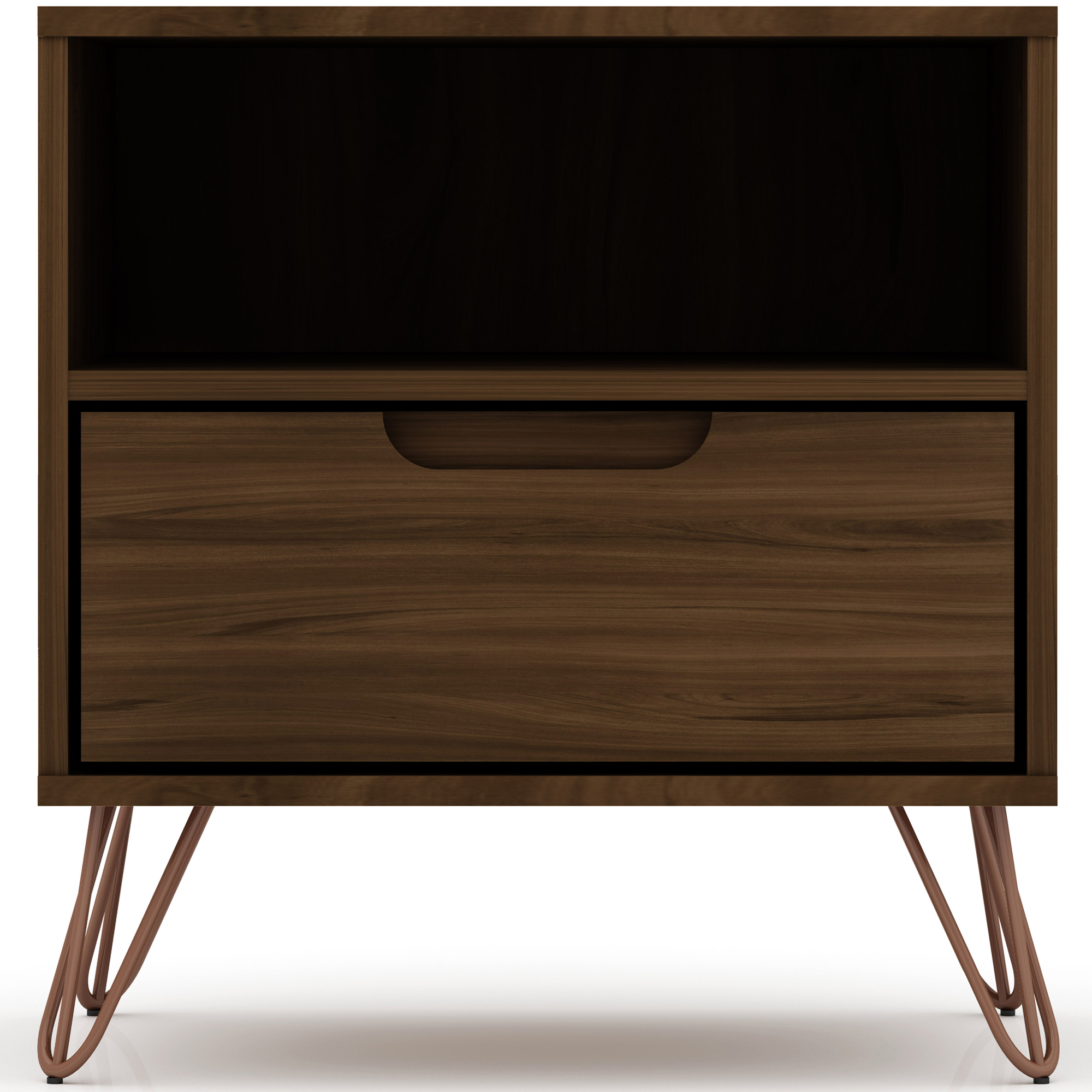 Manhattan Comfort Rockefeller MidCentury Modern 1Drawer Nightstand