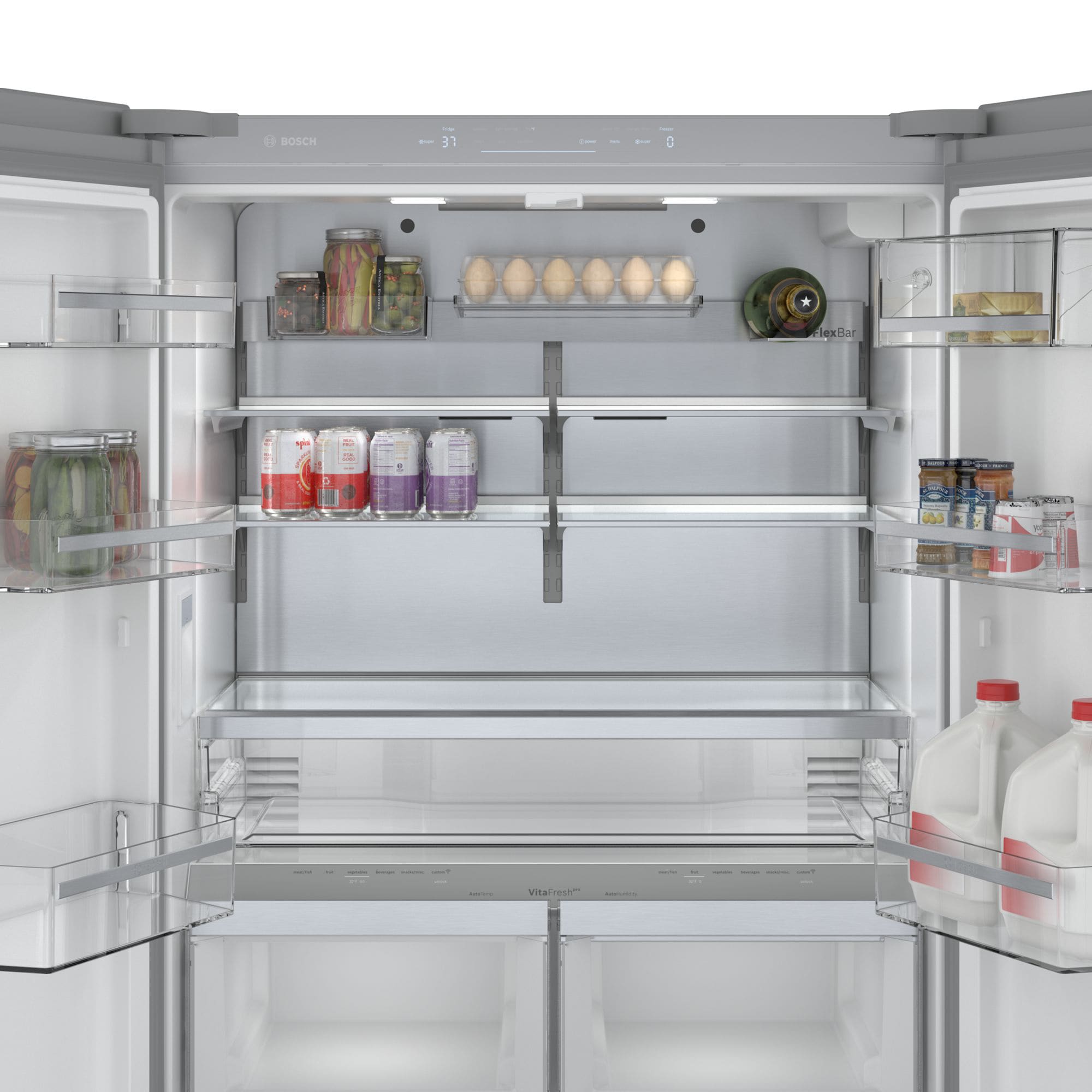 Bosch 800 Series 36 in. 20.8 cu. ft. Smart Counter Depth French Door Refrigerator with Internal Water Dispenser Anti-Finger Print Stainless Steel, Stainless Steel, hires