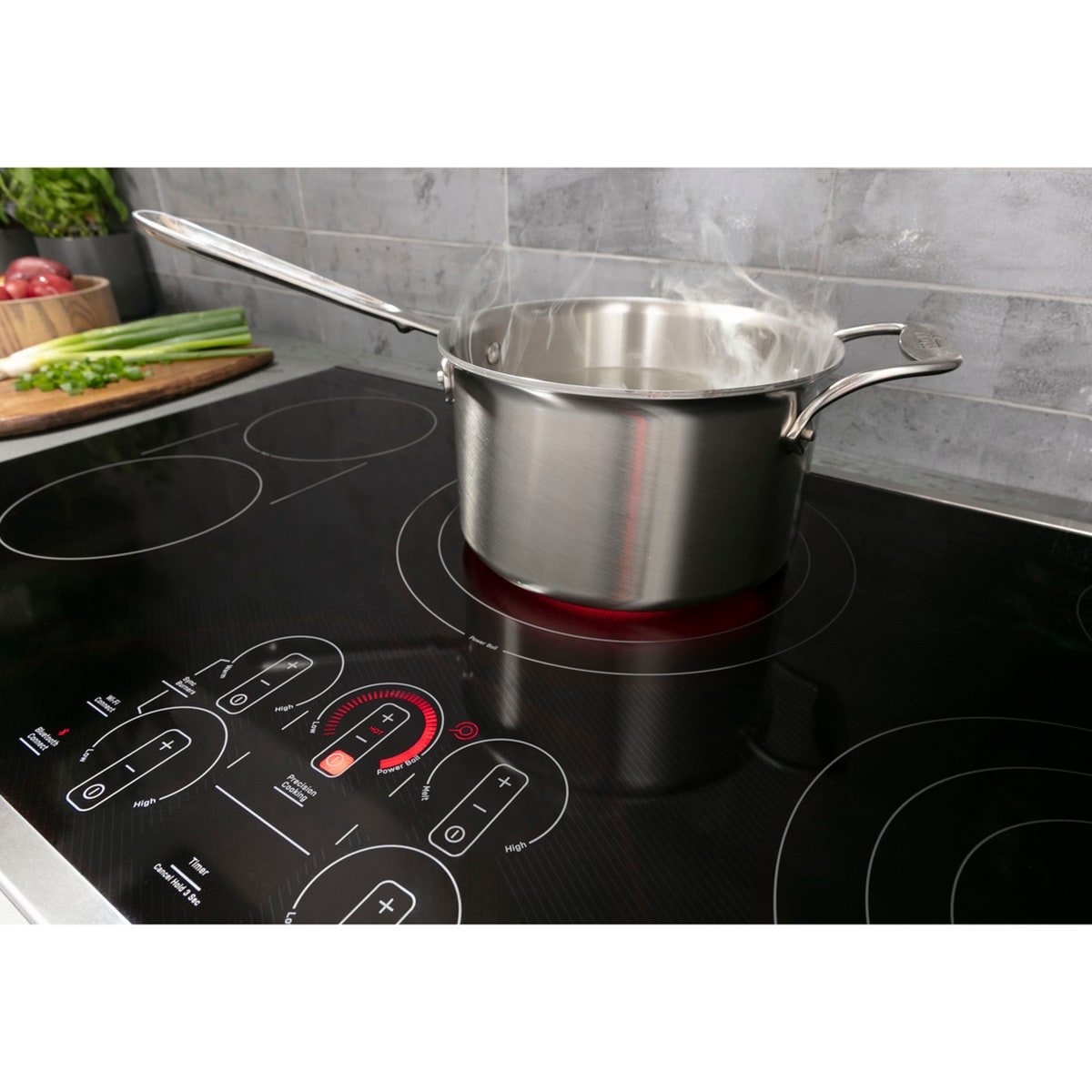 GE Profile 30 in. 5-Burner Smart Electric Cooktop with Power Burner - Stainless Steel, , hires