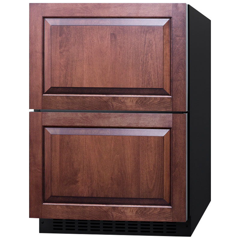 Summit 24 in. 3.3 cu. ft. Outdoor Double Refrigerator & Freezer Drawer - Custom Panel Ready, , hires