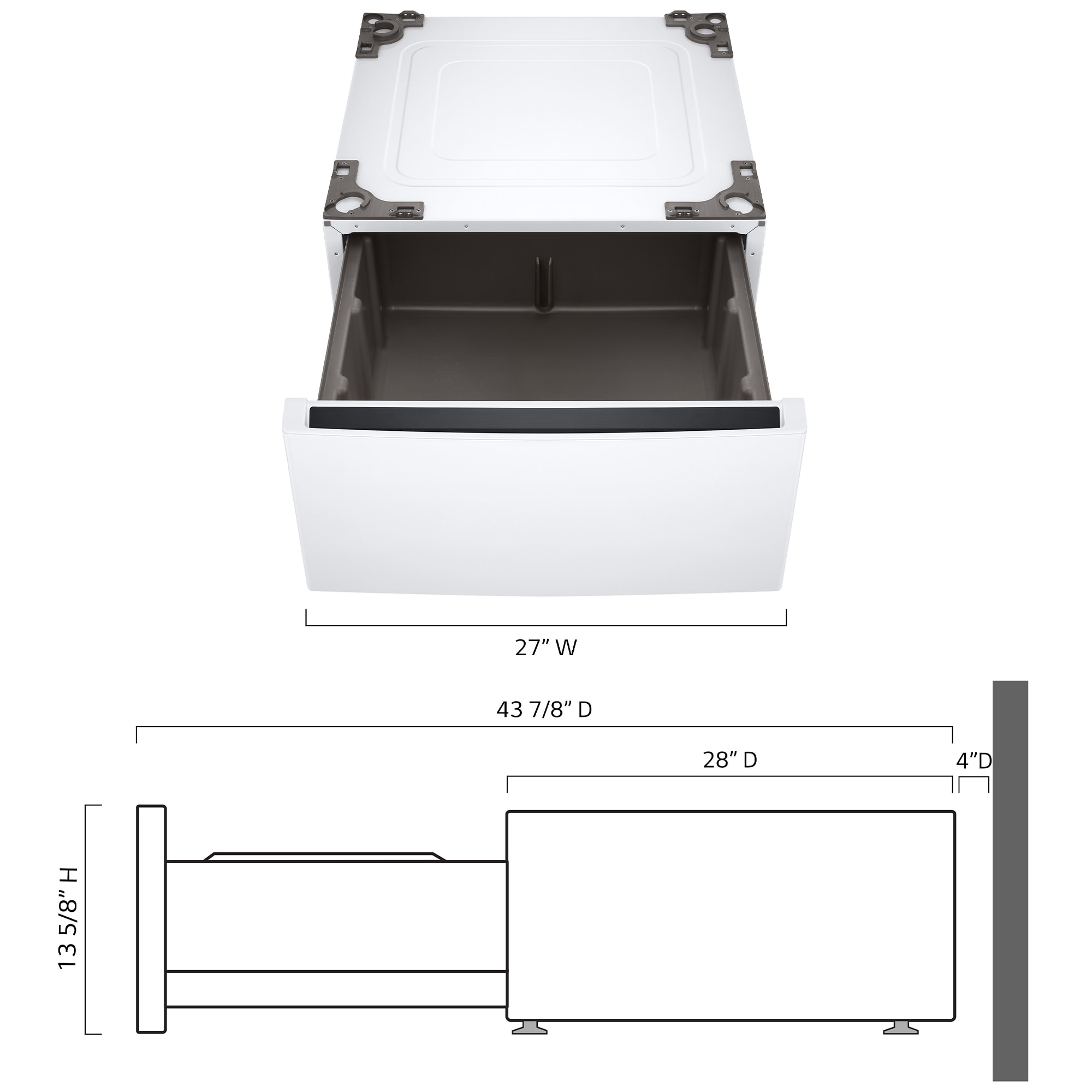 LG 27 in. Pedestal Storage Drawer with Basket - White, , hires