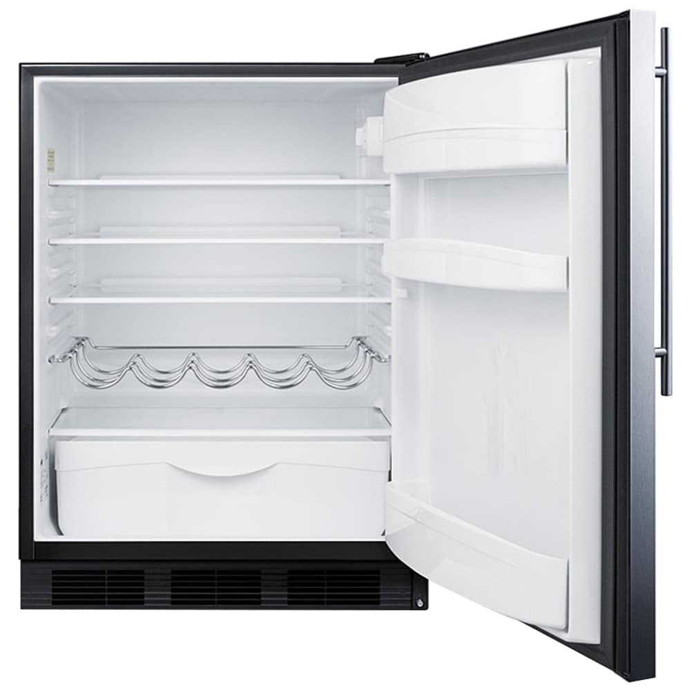 Summit 24 in. 5.5 cu. ft. ADA Compliant Undercounter Refrigerator with Vertical Handle - Stainless Steel with Black Cabinet, , hires