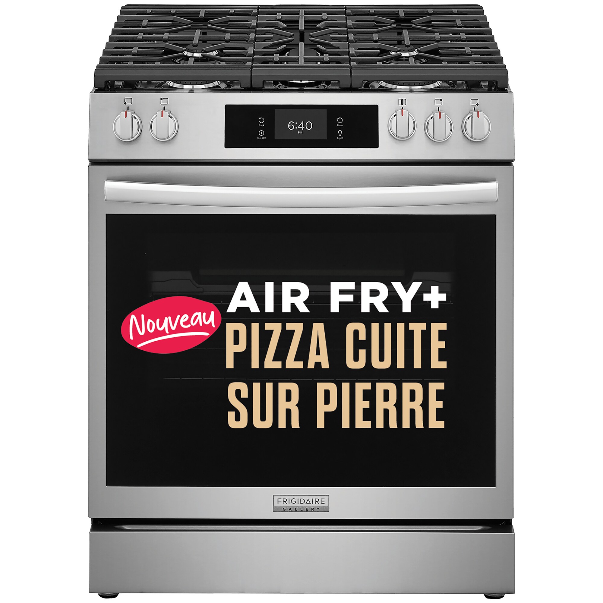 Frigidaire Gallery 30 in. 6.0 cu. ft. Air-Fry True European Convection Steam Oven Gas Range with Stone-Baked Pizza, 5 Sealed Burners & Griddle - Stainless Steel, , hires