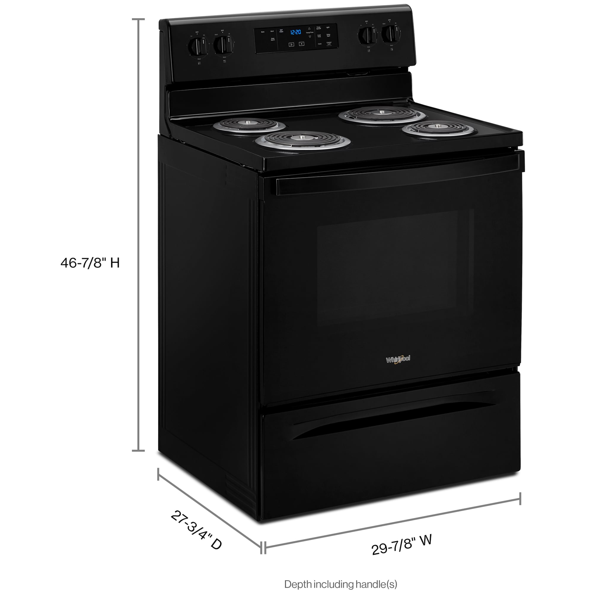 Whirlpool 30 in. 4.8 cu. ft. Electric Range with Coil Burners - Black, , hires