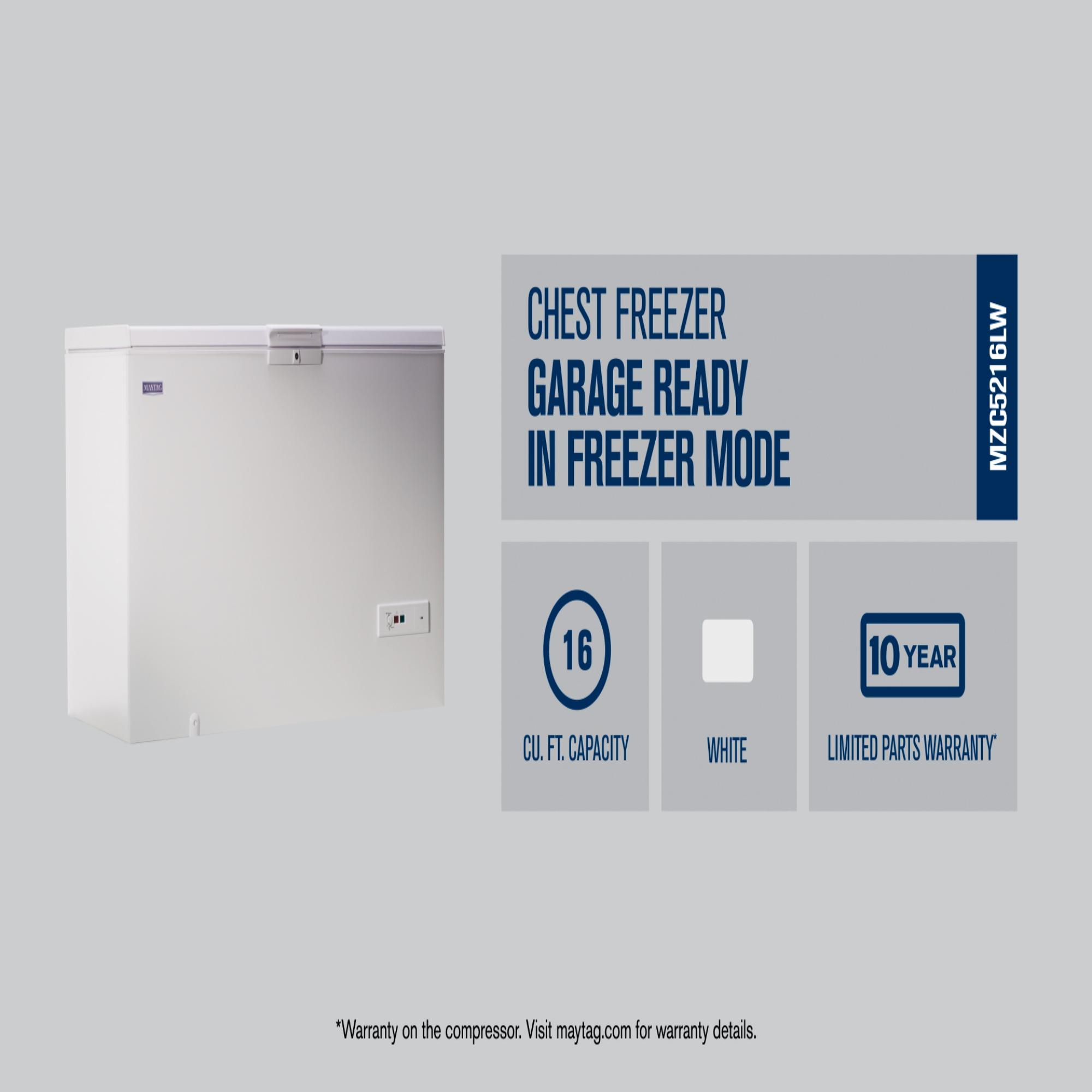 Maytag 55 in. 16.0 cu. ft. Garage-Ready Chest Freezer - White, , hires