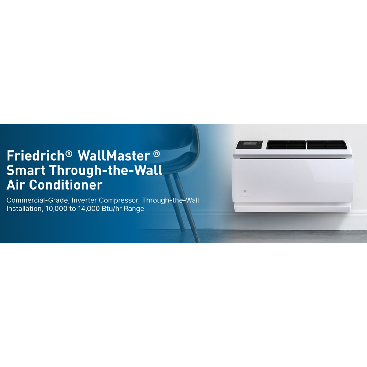 Friedrich WallMaster Inverter Series 11,000 BTU 115V Smart Through-the-Wall Air Conditioner, 3 Fan Speeds, Remote Control - Cool Grey, , hires
