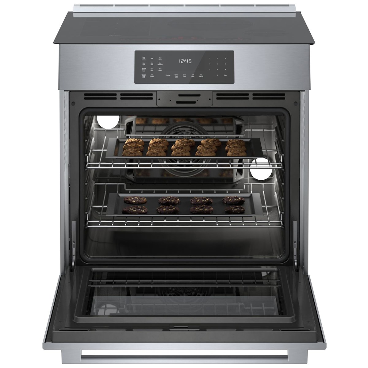 Bosch Benchmark Series 30 in. 4.6 cu. ft. True European Convection Slide-In Electric Range with 4 Induction Burners - Stainless Steel, , hires
