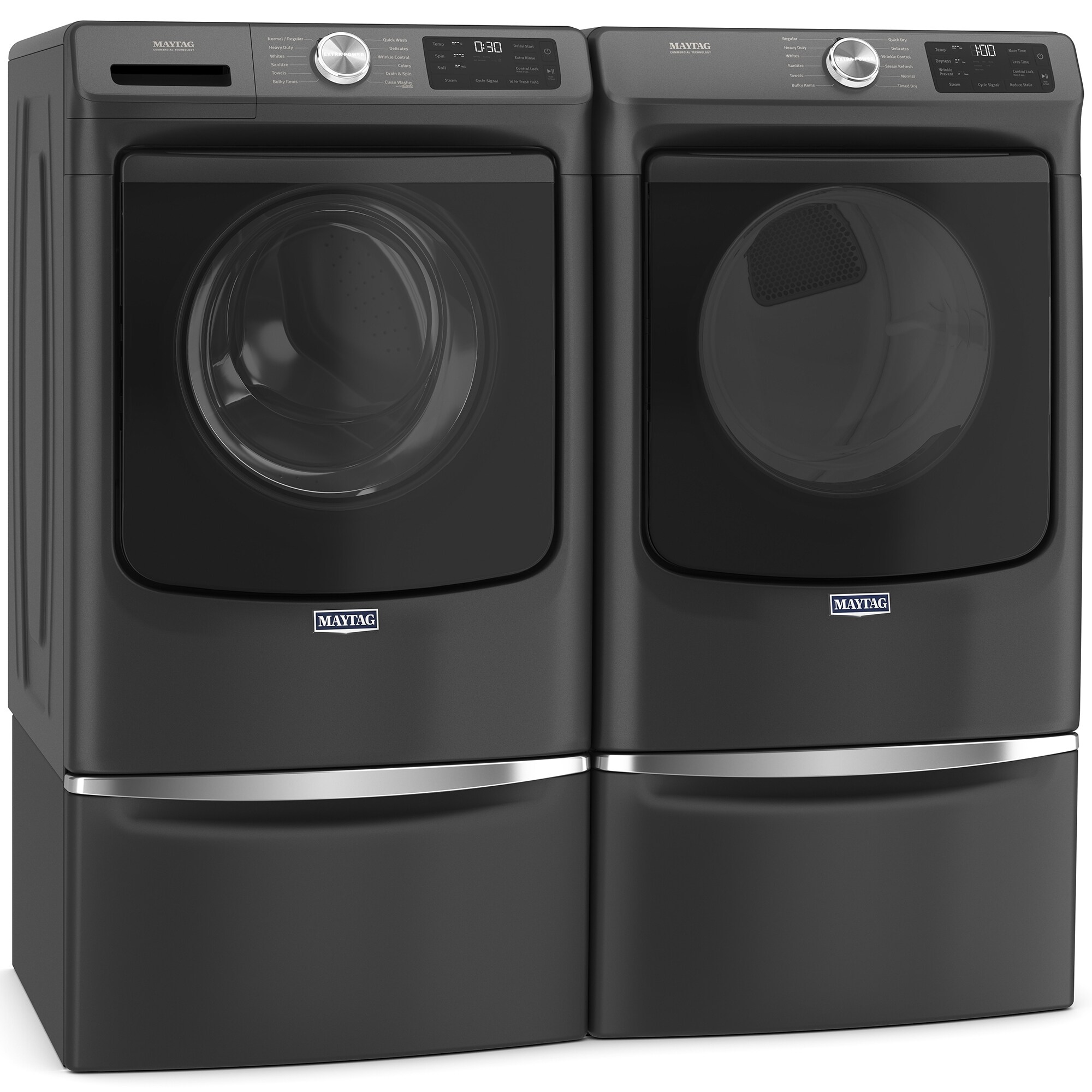 Maytag 27 in. 4.8 cu. ft. Stackable Front Load Washer with Extra Power and 16-Hr Fresh Hold - Volcano Black, Volcano Black, hires