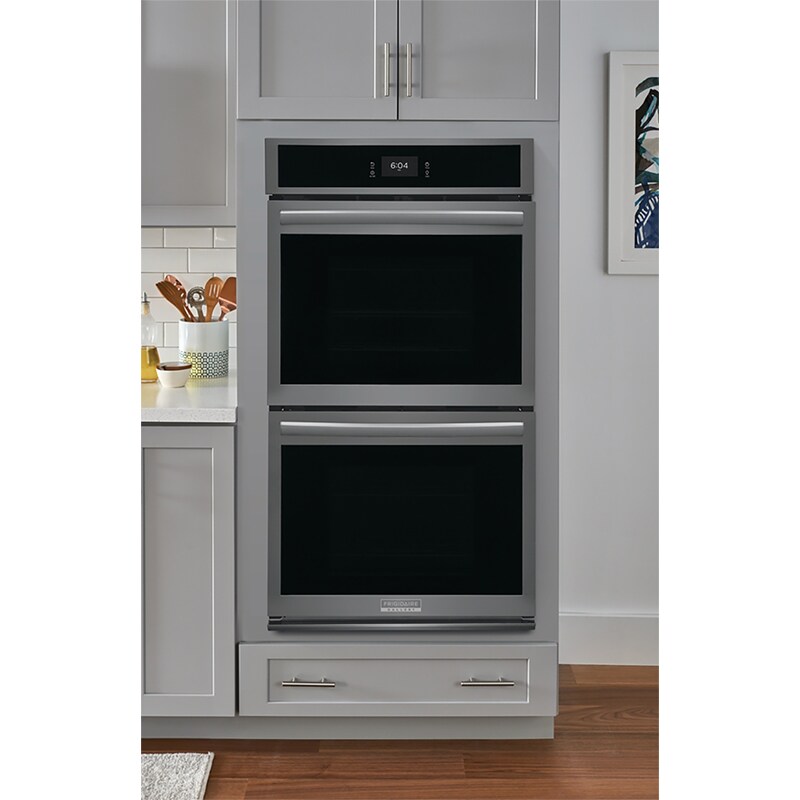 Frigidaire Gallery 27 in. 7.6 cu. ft. Top Control SteamElectric Double Wall Oven with True European Convection - Black Stainless, Black Stainless, hires