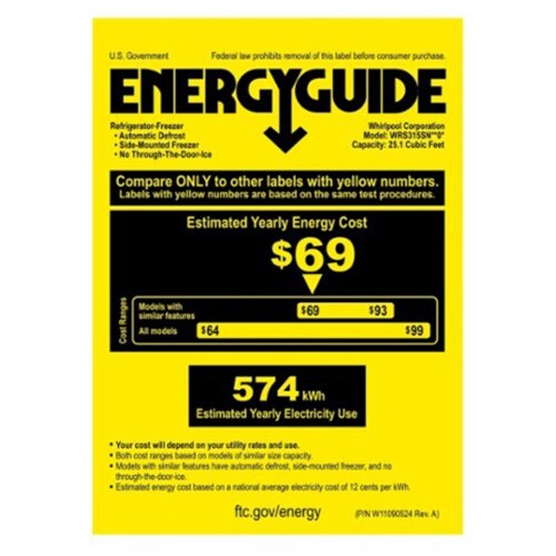 Whirlpool 36 in. 25.1 cu. ft. Side by Side Refrigerator - Black, Black, hires