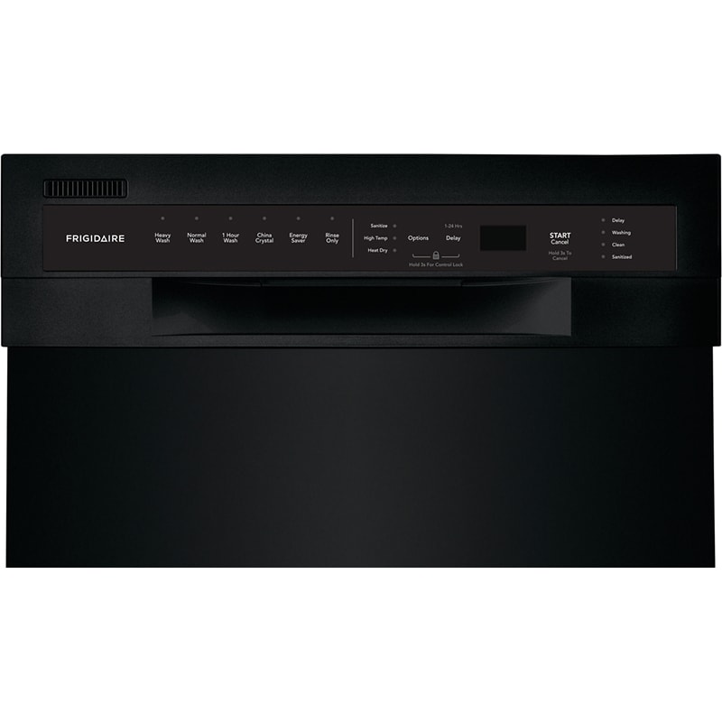 Frigidaire 18 in. Front Control Dishwasher with 52 dBa Sound Level & Pocket - Black, Black, hires