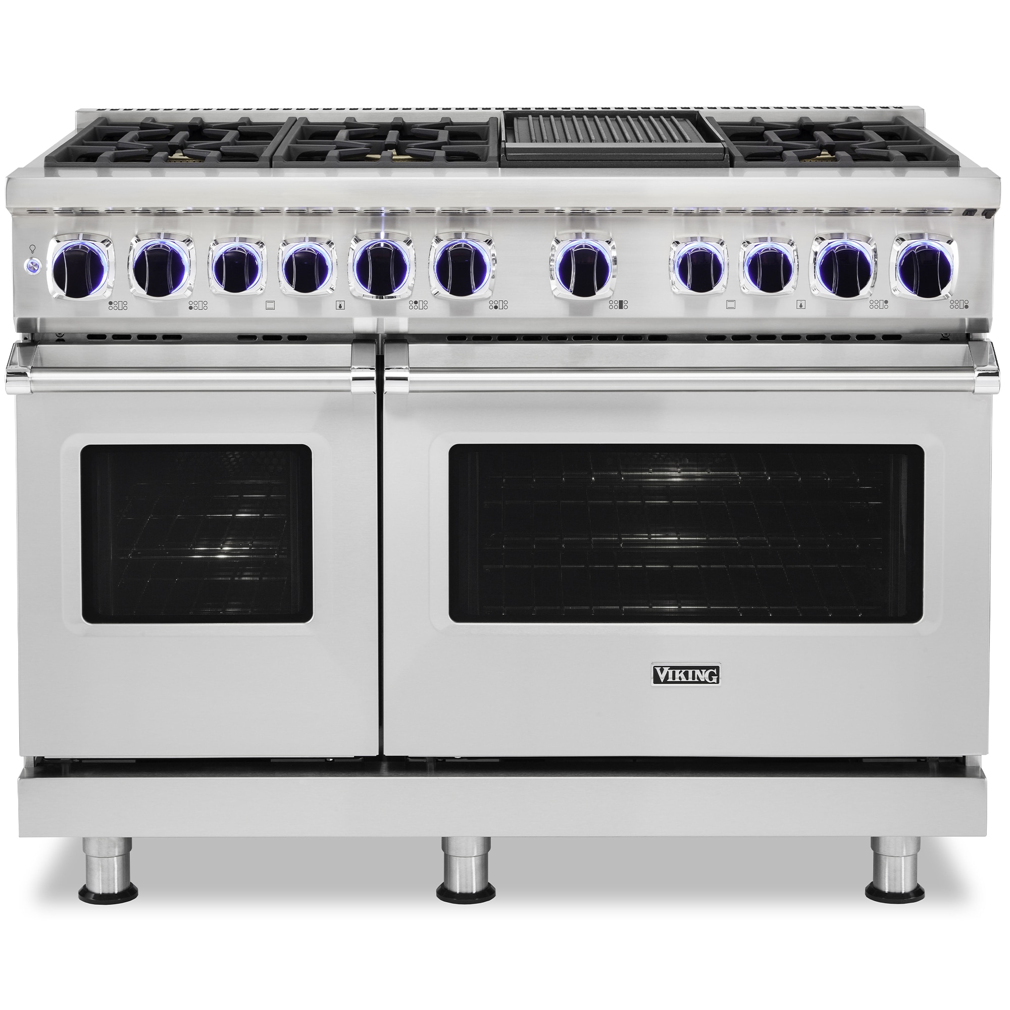 Viking 7 Series 48 in. 7.3 cu. ft. True European Convection Double Oven Dual Fuel Range with 6 Sealed Burners & Griddle - Stainless Steel, , hires