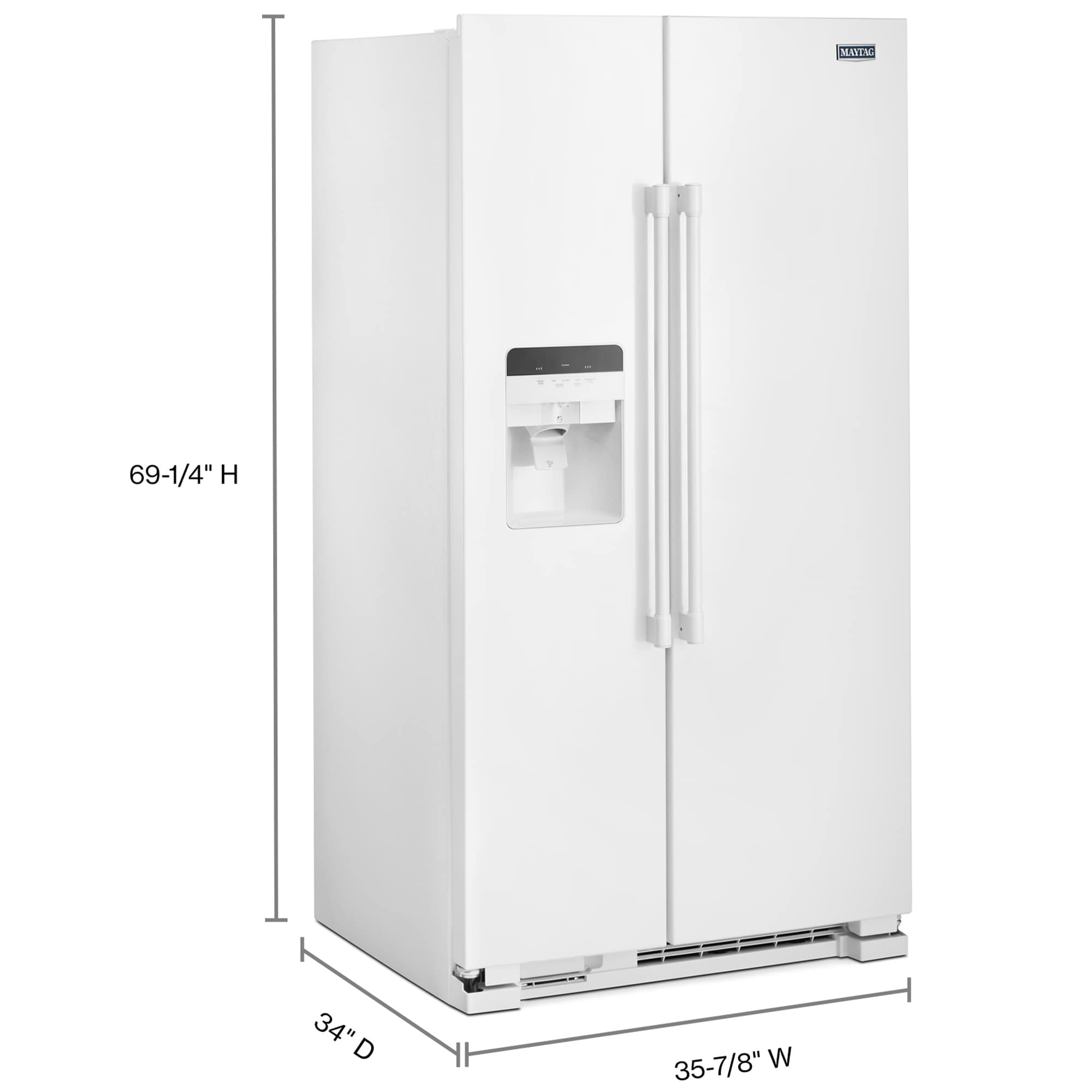 Maytag 36 in. 24.5 cu. ft. Side by Side Refrigerator with Ice & Water Dispenser - White, White, hires