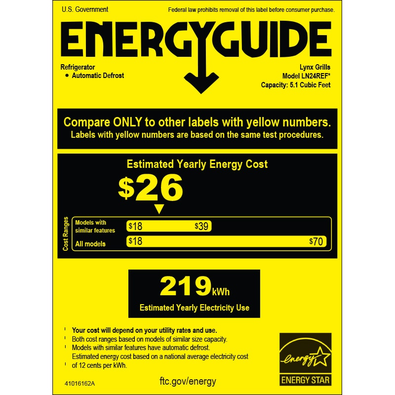 Lynx 24 in. 5.3 cu. ft. Built-In Outdoor Undercounter Refrigerator - Stainless Steel, , hires