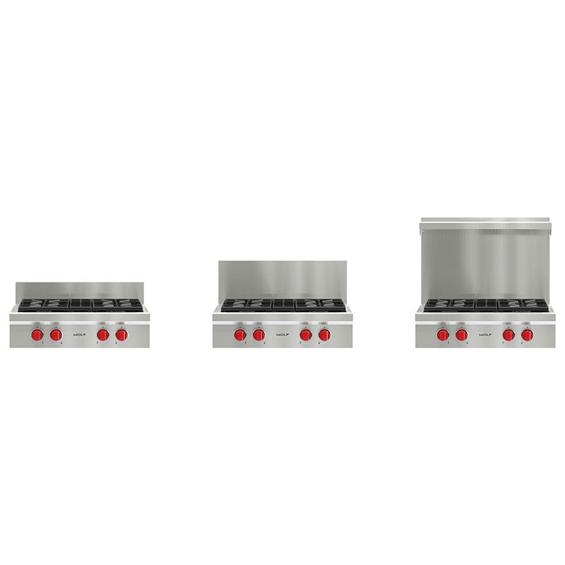 Wolf 30 in. 4-Burner Natural Gas Rangetop with Simmer Burner & Power Burner - Stainless Steel, , hires