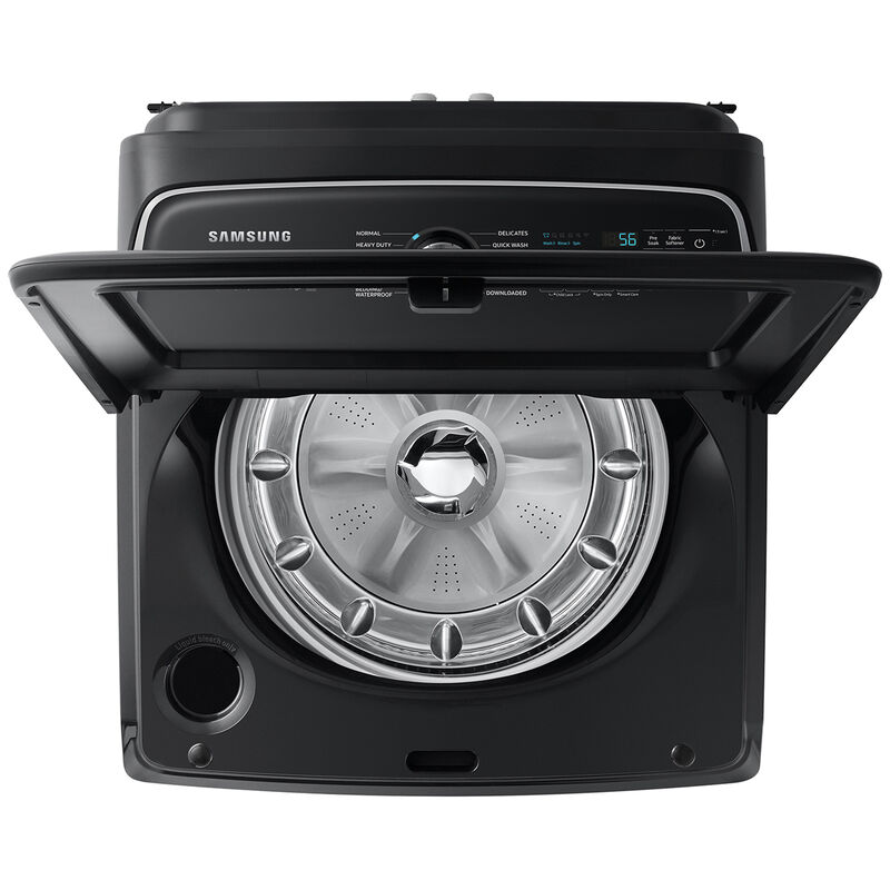 Samsung 27 in. 5.4 cu. ft. Smart Top Load Washer with ActiveWave Agitator and Super Speed Wash - Brushed Black, Brushed Black, hires