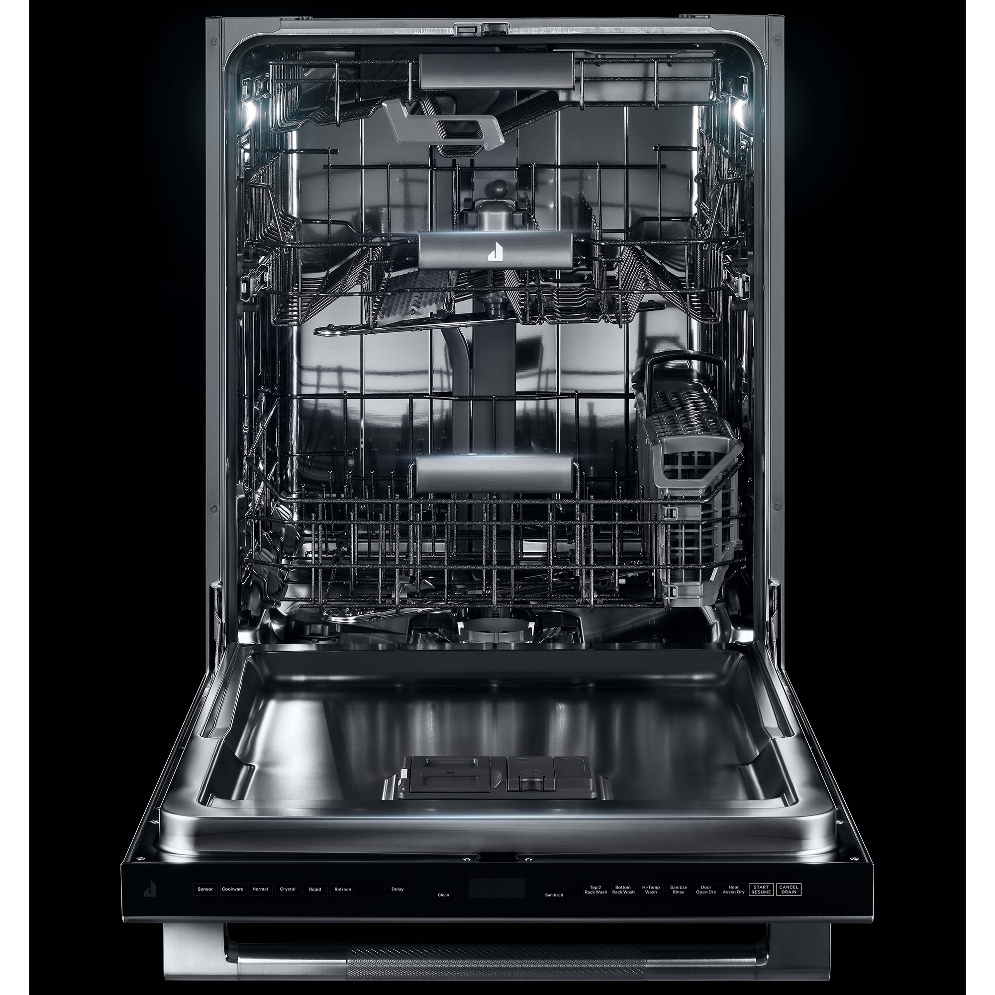 JennAir Rise 24 in. Top Control Flush-Mount Dishwasher with 38 dBa Sound Level & 3rd-Rack - Stainless Steel, , hires
