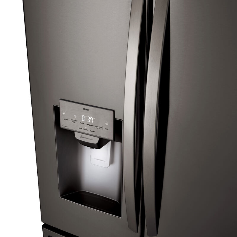 LG 36 in. 27.7 cu. ft. Smart French Door Refrigerator with Ice & Water Dispenser - PrintProof Black Stainless Steel, PrintProof Black Stainless Steel, hires