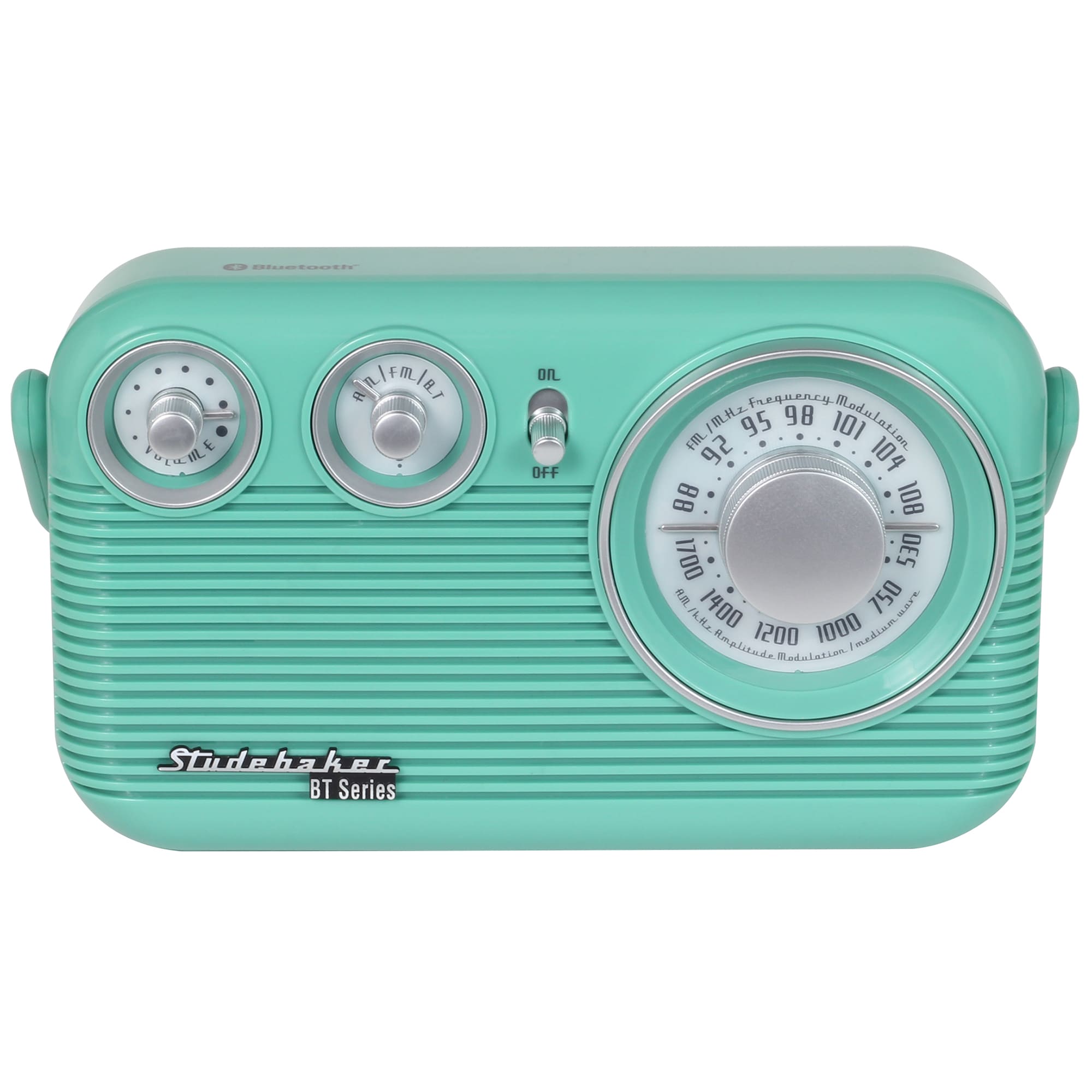 Studebaker Retro Portable AM/FM Radio Teal P.C. Richard & Son