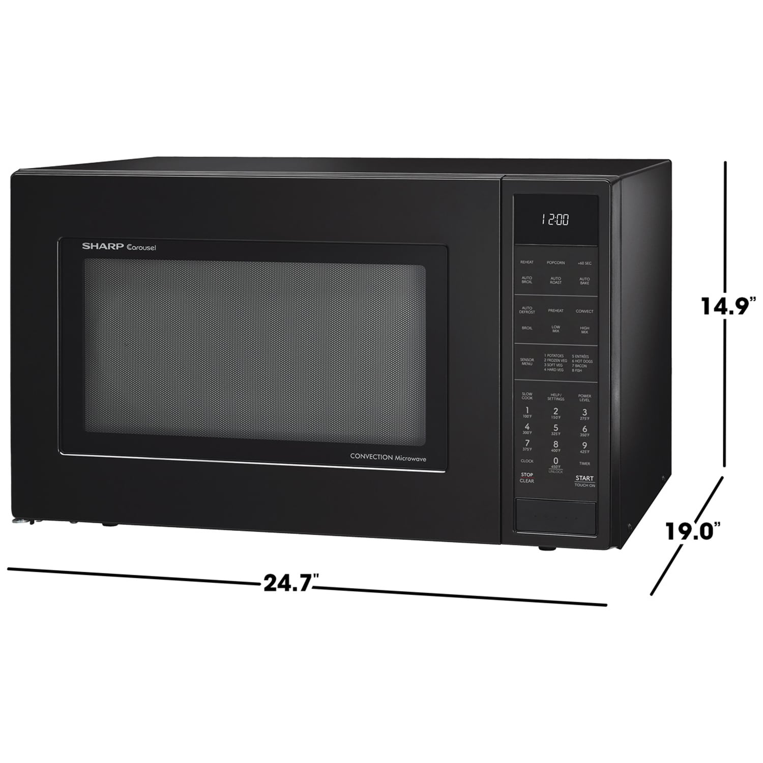 Sharp 25 in. 1.5 cu. ft. 900W Countertop Microwave with Convection & Sensor Cooking - Black, Black, hires