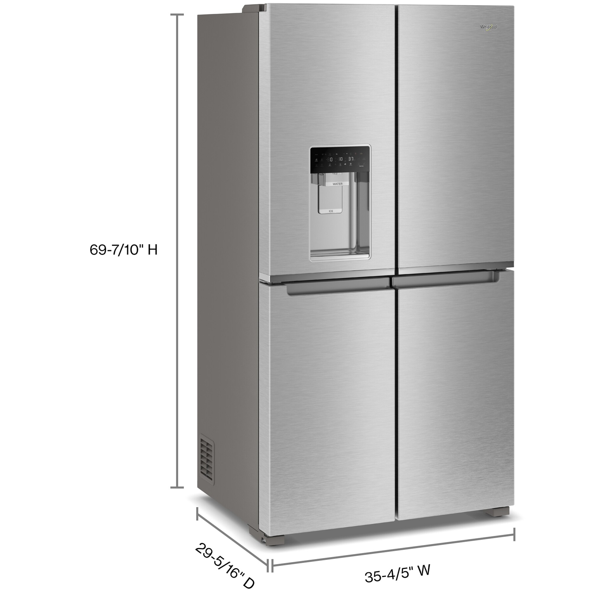 Whirlpool 36 in. 19.1 cu. ft. Counter Depth 4-Door French Door Refrigerator with Ice & Water Dispenser - Fingerprint Resistant Stainless Steel, , hires