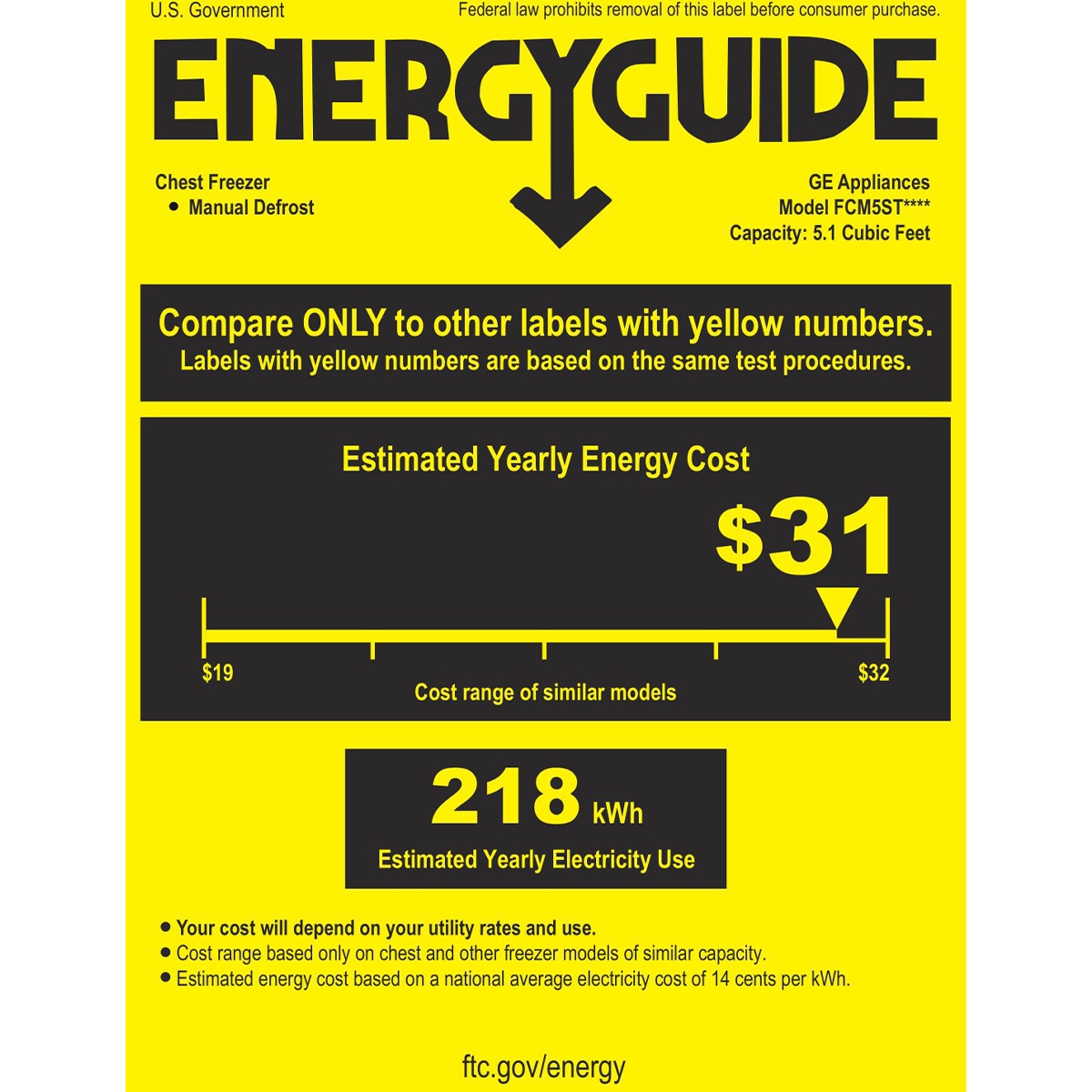GE 25 in. 5.0 cu. ft. Garage-Ready Compact Chest Freezer - White, , hires