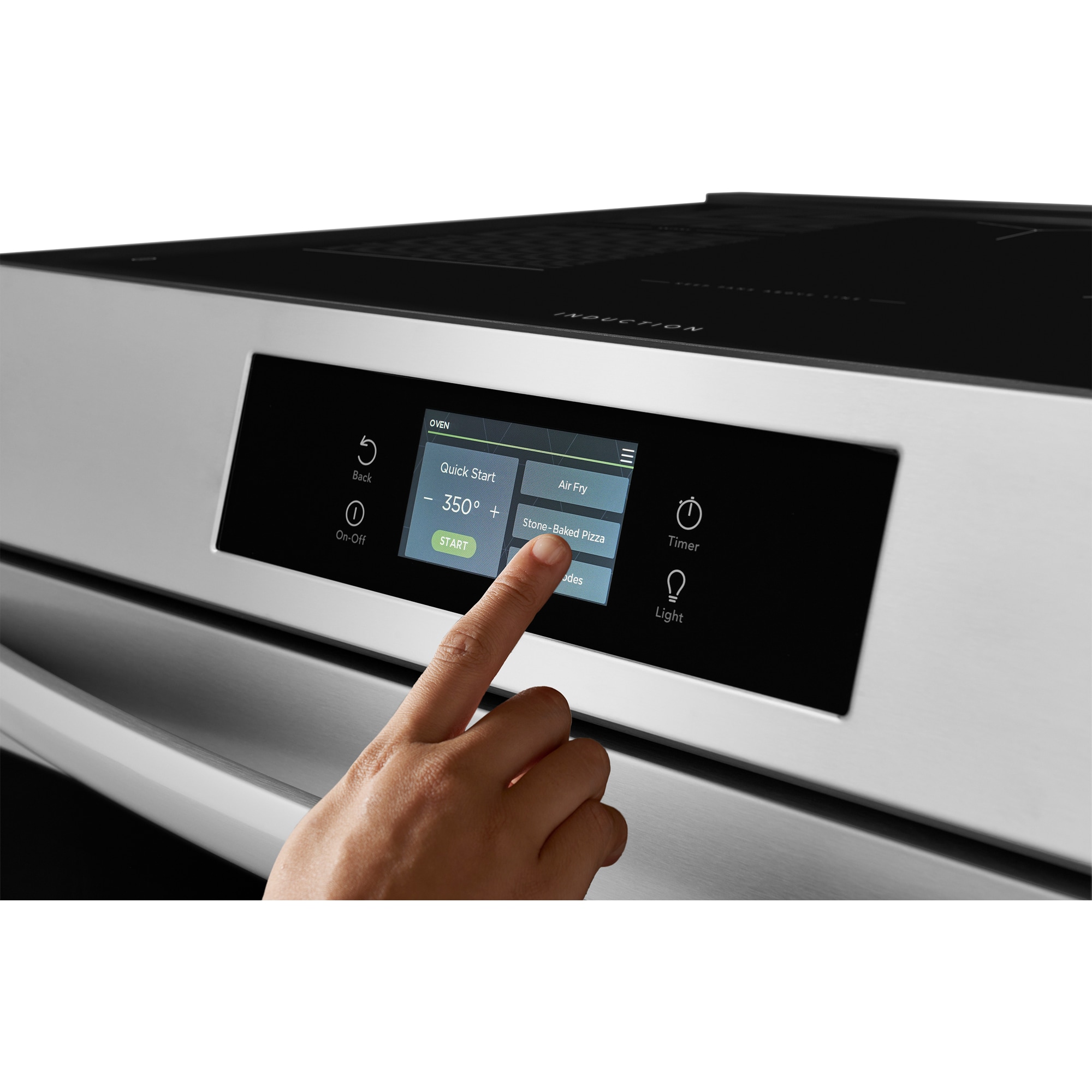 Frigidaire Gallery 30 in. 6.2 cu. ft. Air-Fry True European Convection Steam Oven Electric Range with Stone-Baked Pizza, 5 Induction Burners - Stainless Steel, , hires