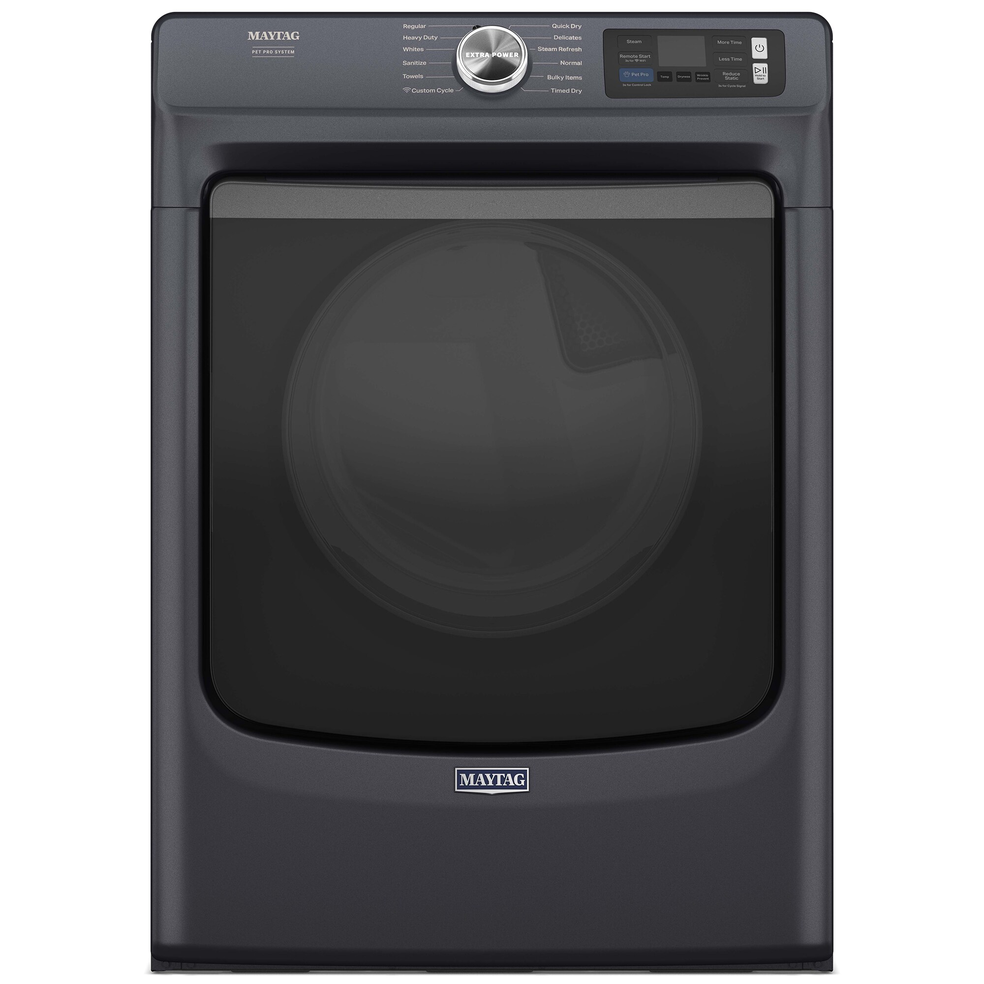 Maytag Pet Pro 27 in. 7.4 cu. ft. Smart Stackable Electric Dryer with Sensor Dry, Sanitize & Steam Cycle - Midnight Steel, Midnight Steel, hires